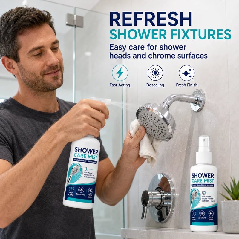 Shower care spray for bathroom surface cleaning